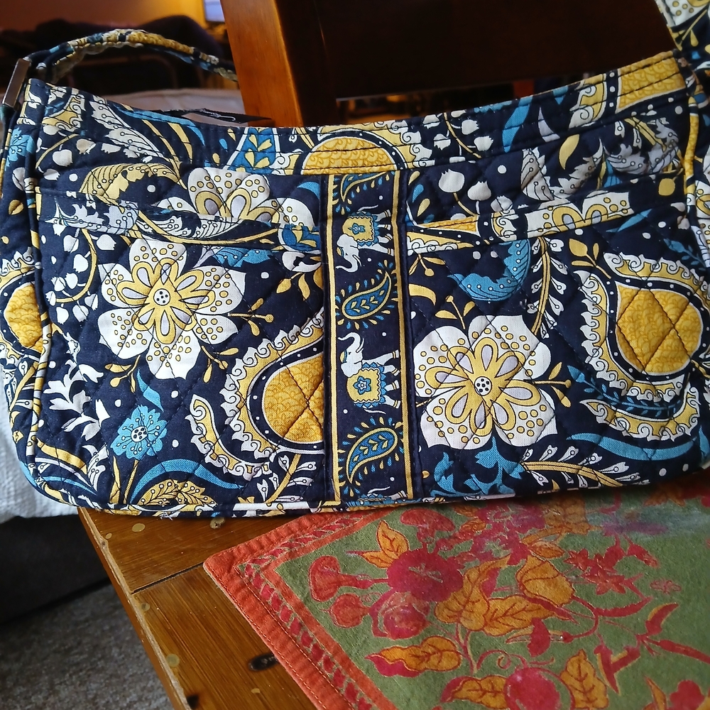 Vera Bradley Blue and Yellow Paisley Shoulder Bag